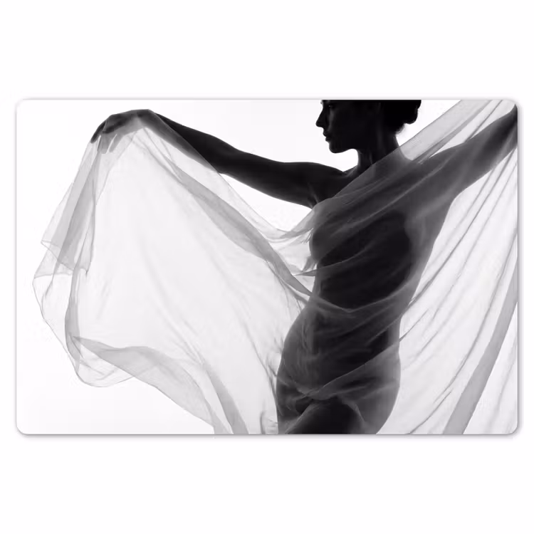 Placemat - 6 stuks - Silhouet - Sluier - Vormen - Zwart - Wit - Sensueel — 7