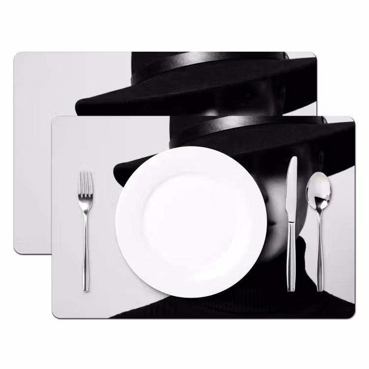 Placemat - 6 stuks - Vrouw - Schaduw - Zwart - Wit - Mysterieus — 2