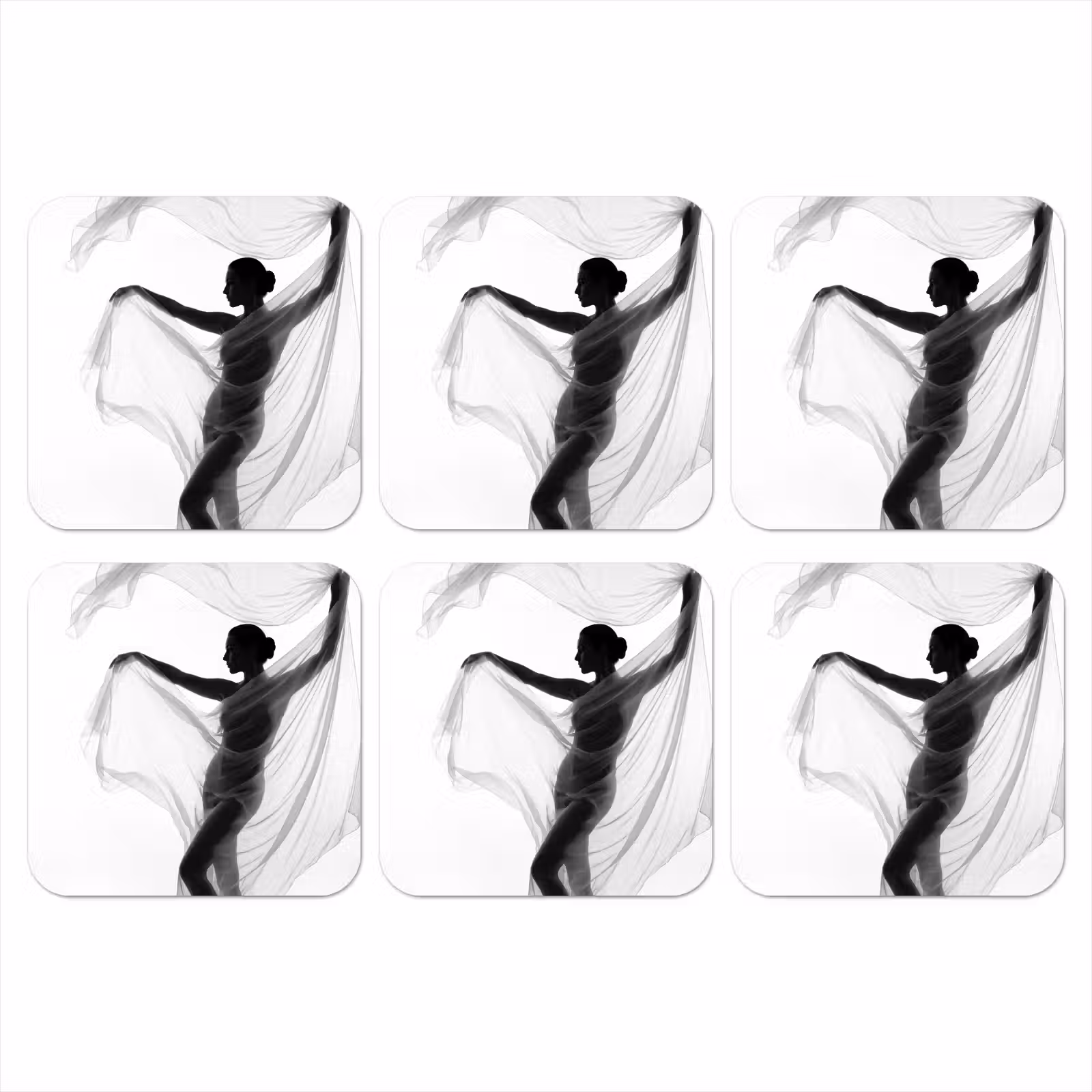 Onderzetter - Silhouet - Sluier - Vormen - Zwart - Wit - Sensueel — 1