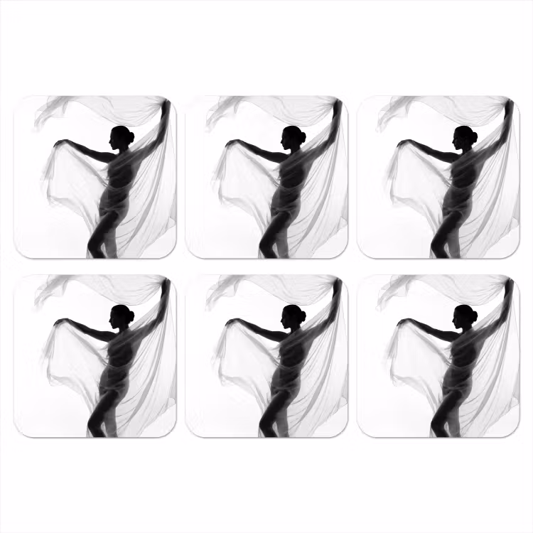 Onderzetter - Silhouet - Sluier - Vormen - Zwart - Wit - Sensueel — 1