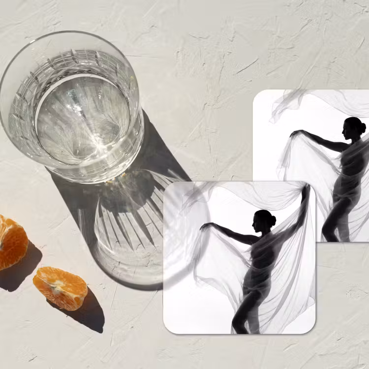 Onderzetter - Silhouet - Sluier - Vormen - Zwart - Wit - Sensueel — 2