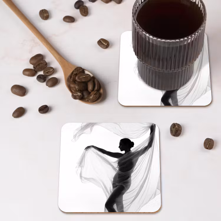 Onderzetter - Silhouet - Sluier - Vormen - Zwart - Wit - Sensueel — 4