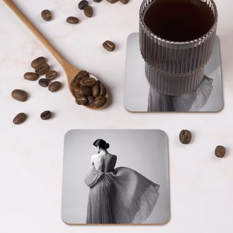 Onderzetter​ - Vrouw - Rug - Textuur - Zwart - Wit - Elegant — 4