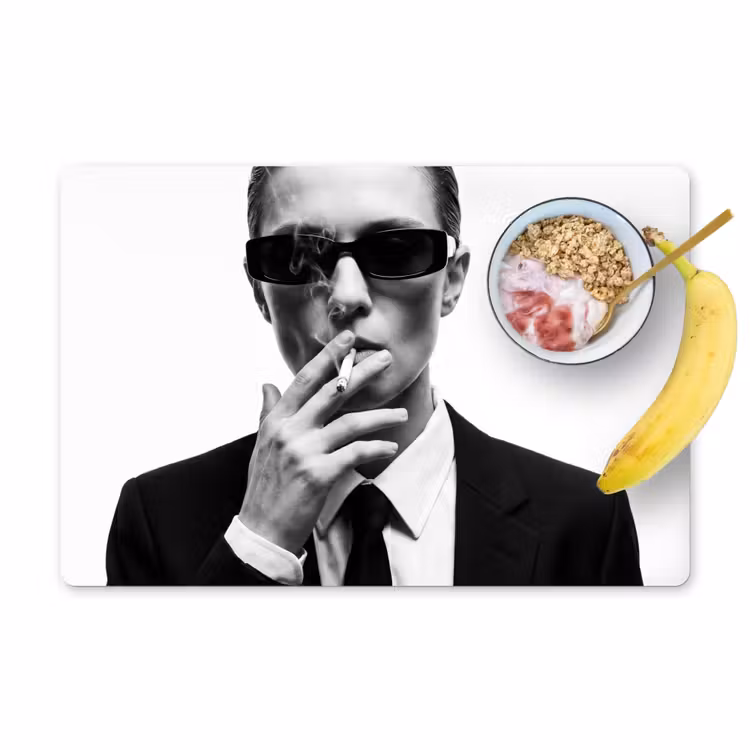 Placemat - 6 stuks - Portret - Pak - Roken - Zwart - Wit - Stoer — 1