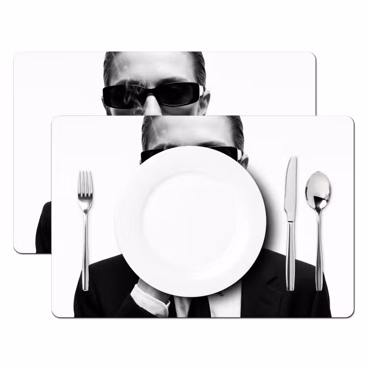 Placemat - 6 stuks - Portret - Pak - Roken - Zwart - Wit - Stoer — 2