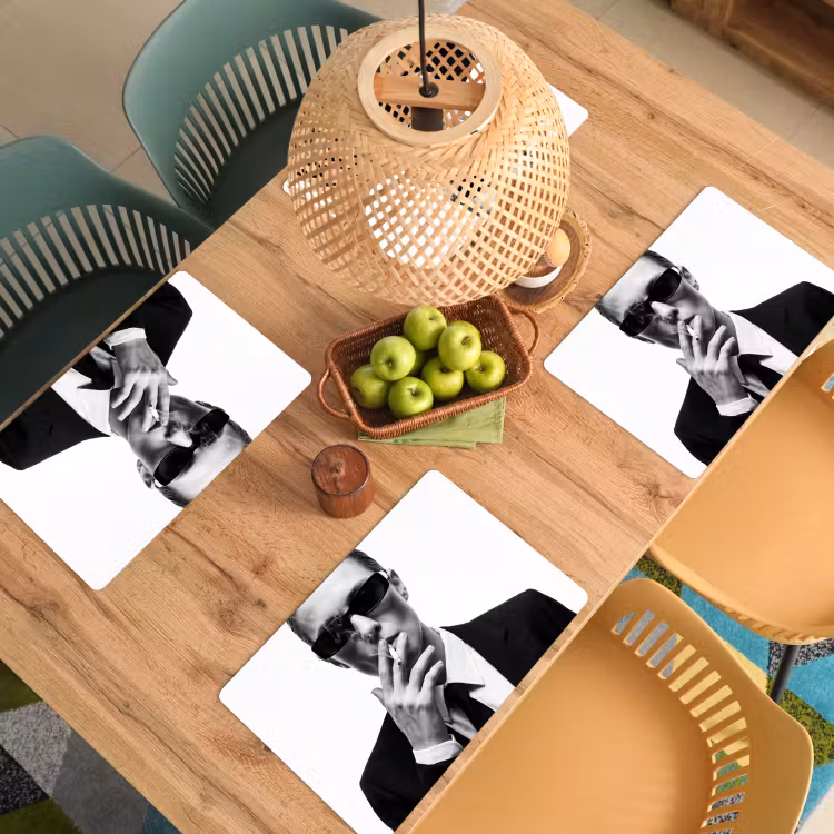 Placemat - 6 stuks - Portret - Pak - Roken - Zwart - Wit - Stoer — 6
