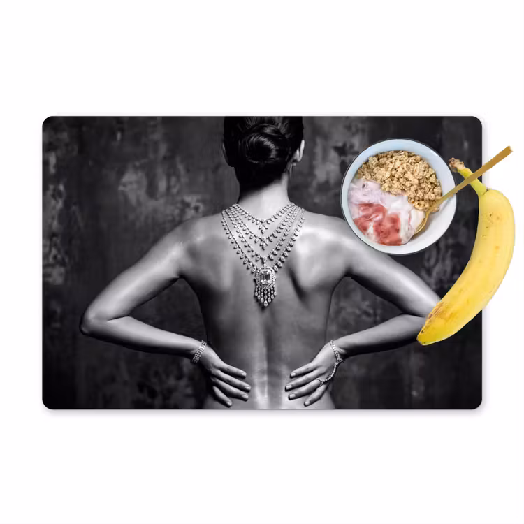 Placemat - 6 stuks - Rug - Ketting - Portret - Zwart - Wit - Glamour — 1