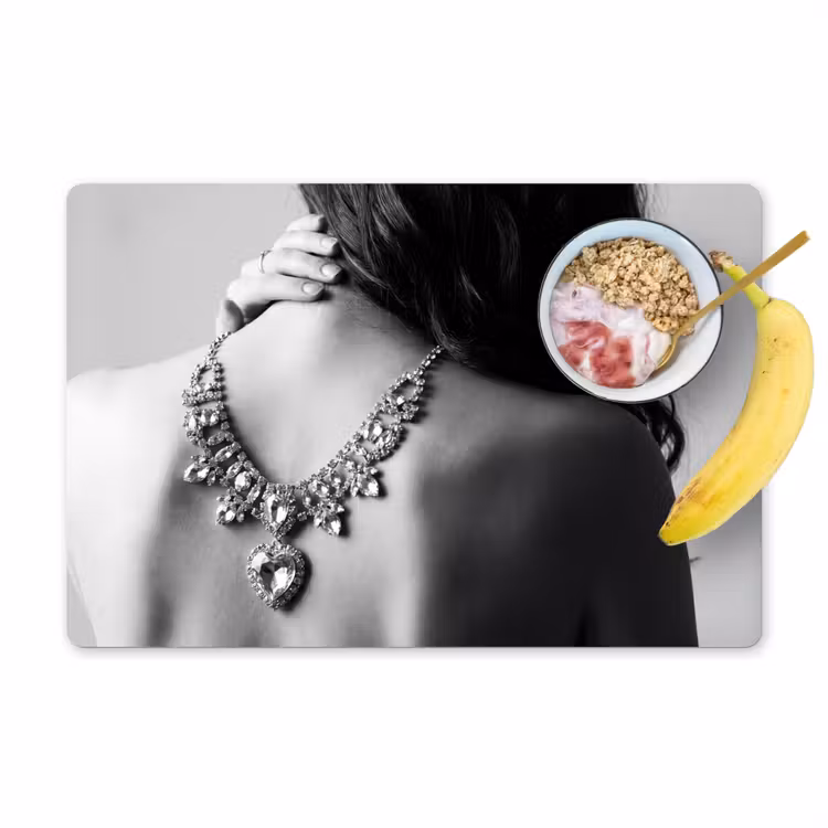 Placemat - 6 stuks - Vrouw - Ketting - Fashion - Zwart - Wit — 1