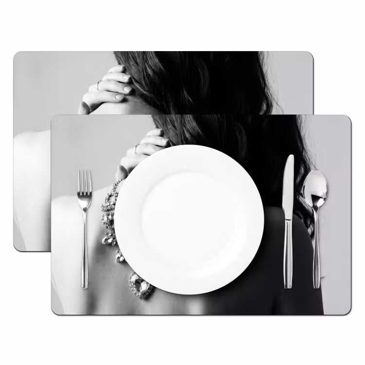 Placemat - 6 stuks - Vrouw - Ketting - Fashion - Zwart - Wit — 2
