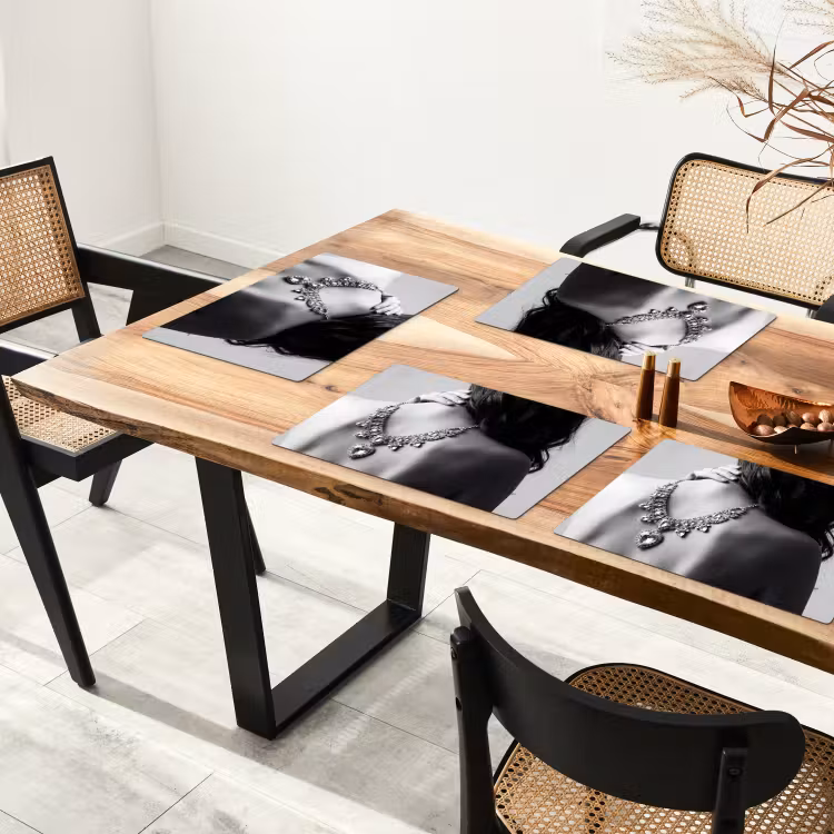 Placemat - 6 stuks - Vrouw - Ketting - Fashion - Zwart - Wit — 5