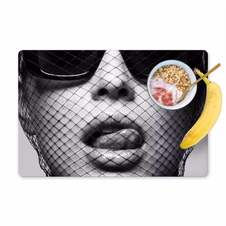 Placemat - 6 stuks - Vrouw - Net - Mysterieus - Zwart - Wit — 1