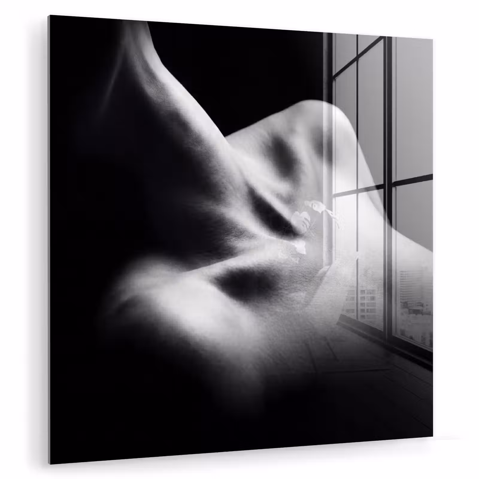 Glas schilderij - Lichaam - Vormen - Abstract - Zwart - Wit - Sensueel — 1