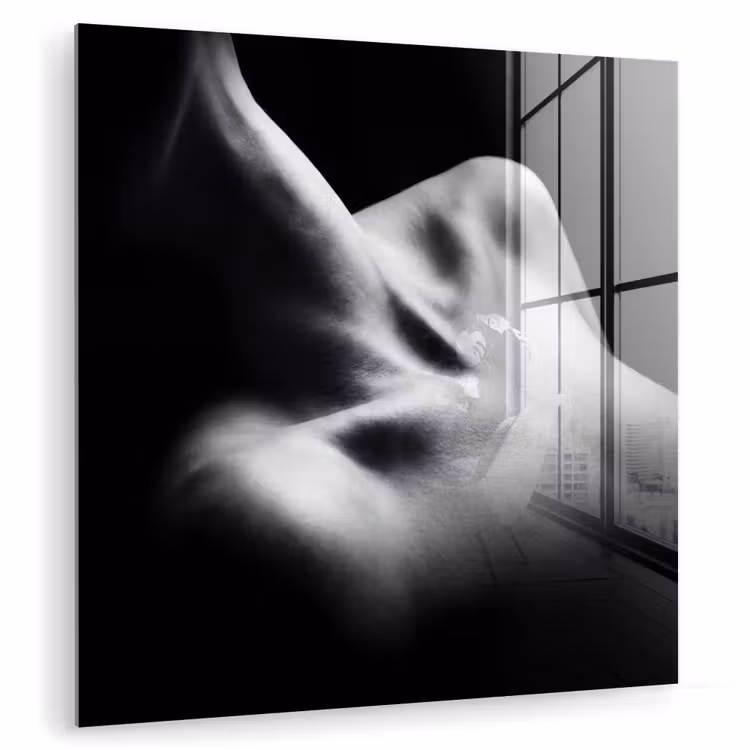 Glas schilderij - Lichaam - Vormen - Abstract - Zwart - Wit - Sensueel — 1