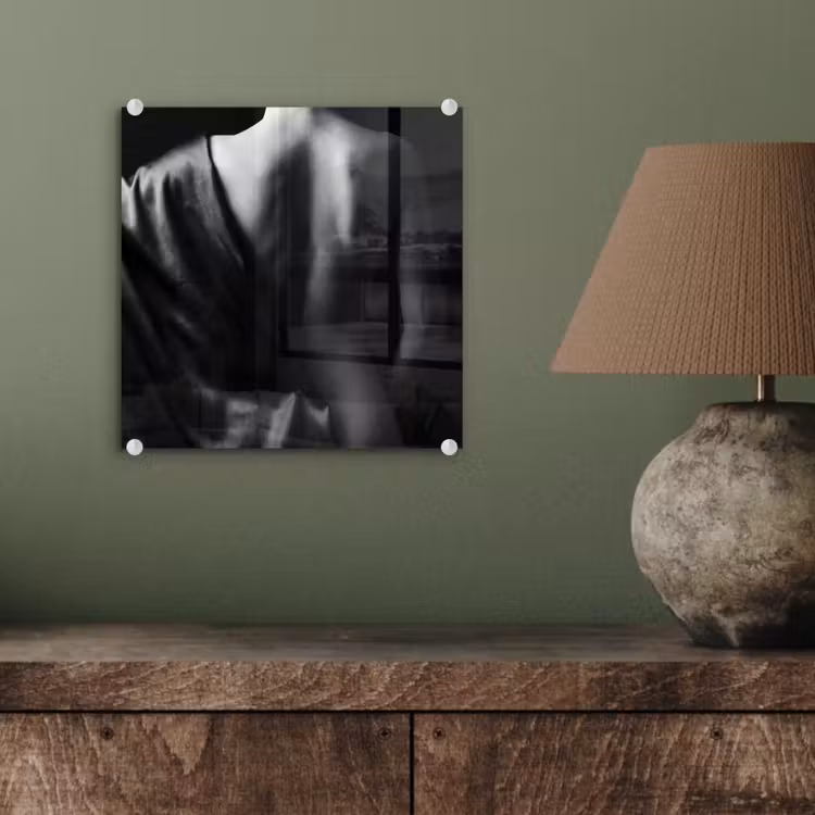 Glas schilderij - Schouder - Zijde - Rug - Zwart - Wit - Elegant — 4