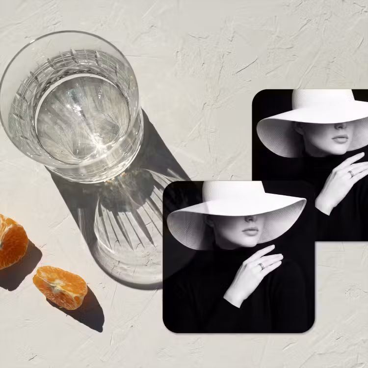 Onderzetter - Vrouw - Hoed - Hand - Zwart - Wit - Klassiek — 2