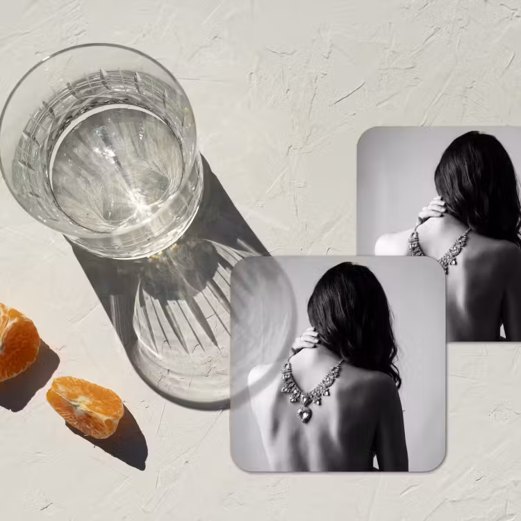 Onderzetter - Vrouw - Ketting - Fashion - Zwart - Wit — 2