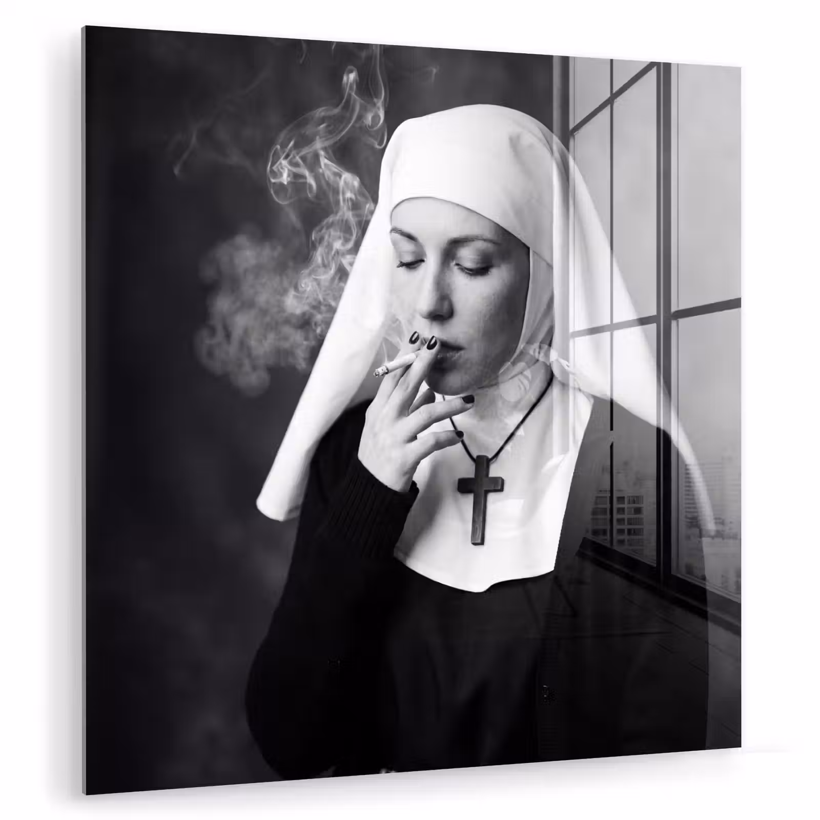 Glas schilderij - Non - Roken - Portret - Zwart - Wit - Rebels — 1