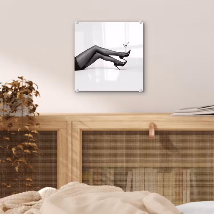 Glas schilderij - Benen - Hakken - Glas - Zwart - Wit - Speels — 5