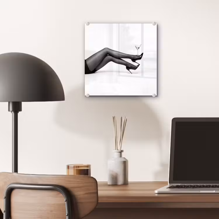 Glas schilderij - Benen - Hakken - Glas - Zwart - Wit - Speels — 7