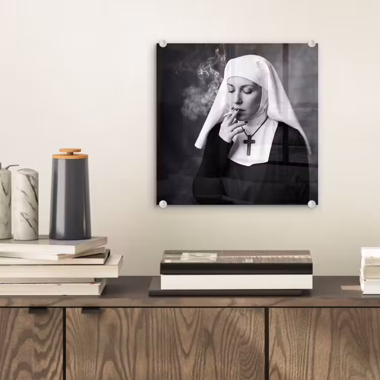 Glas schilderij - Non - Roken - Portret - Zwart - Wit - Rebels — 2
