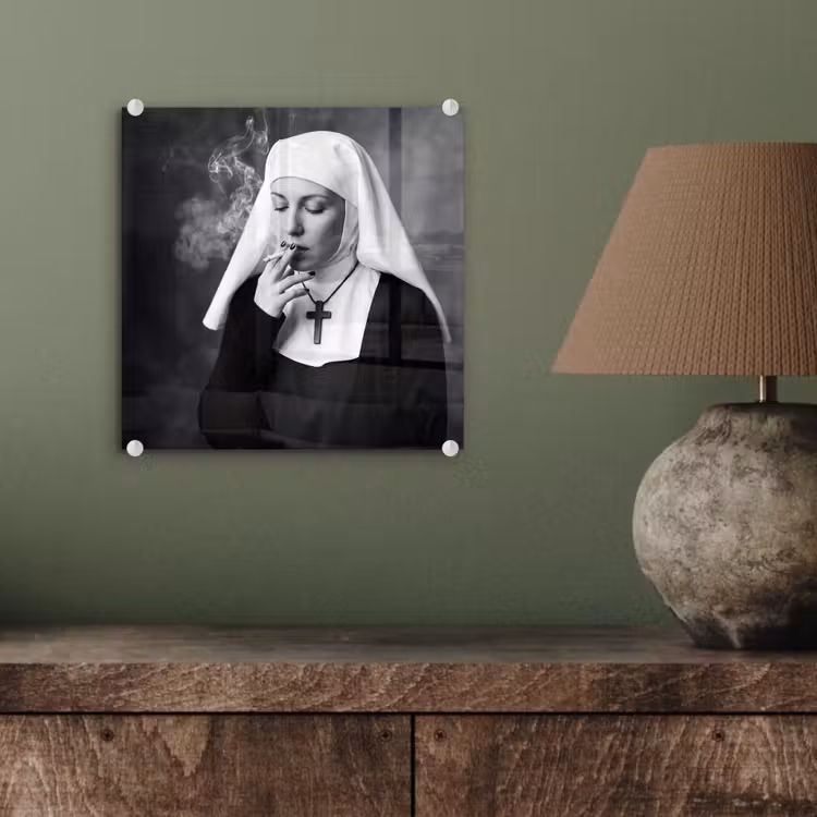 Glas schilderij - Non - Roken - Portret - Zwart - Wit - Rebels — 4
