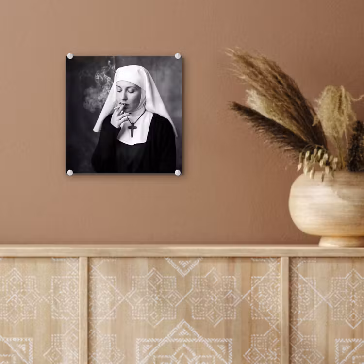 Glas schilderij - Non - Roken - Portret - Zwart - Wit - Rebels — 6