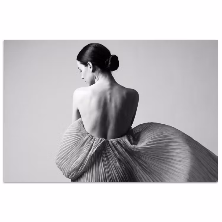 Poster - Vrouw - Rug - Textuur - Zwart - Wit - Elegant — 1