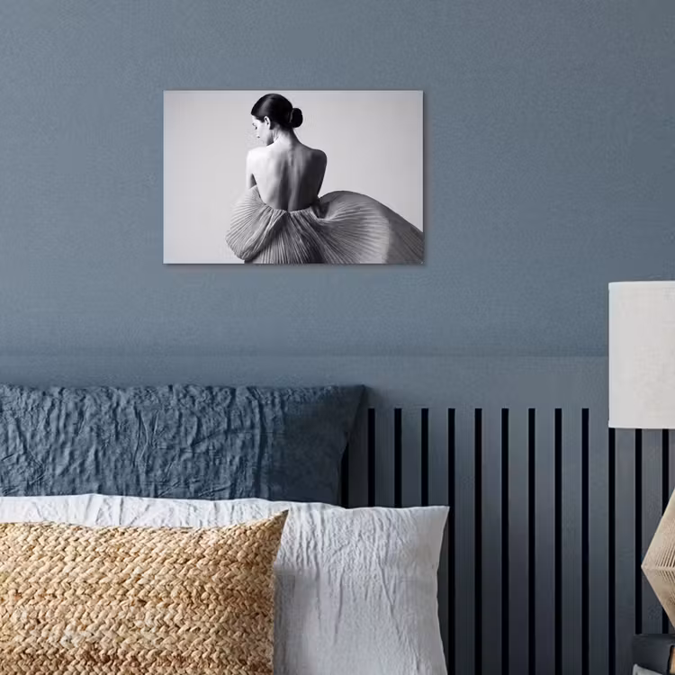 Poster - Vrouw - Rug - Textuur - Zwart - Wit - Elegant — 3