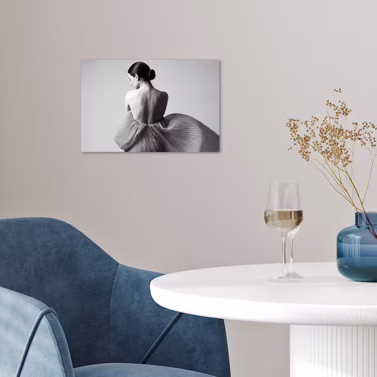 Poster - Vrouw - Rug - Textuur - Zwart - Wit - Elegant — 4
