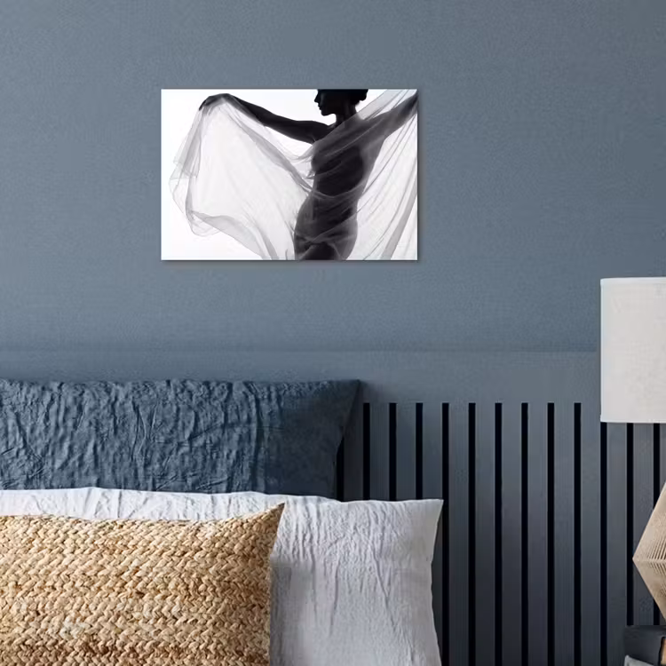 Poster - Silhouet - Sluier - Vormen - Zwart - Wit - Sensueel — 3