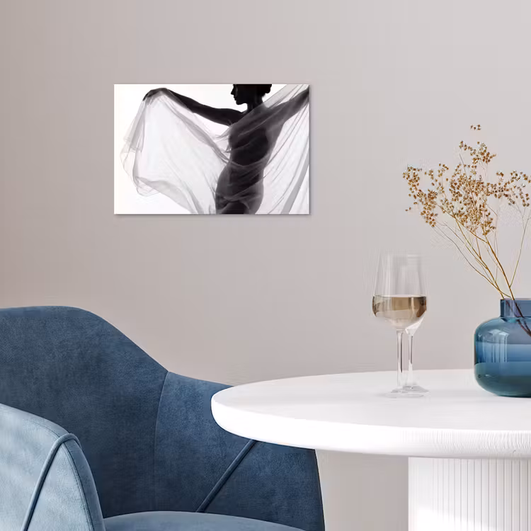 Poster - Silhouet - Sluier - Vormen - Zwart - Wit - Sensueel — 4
