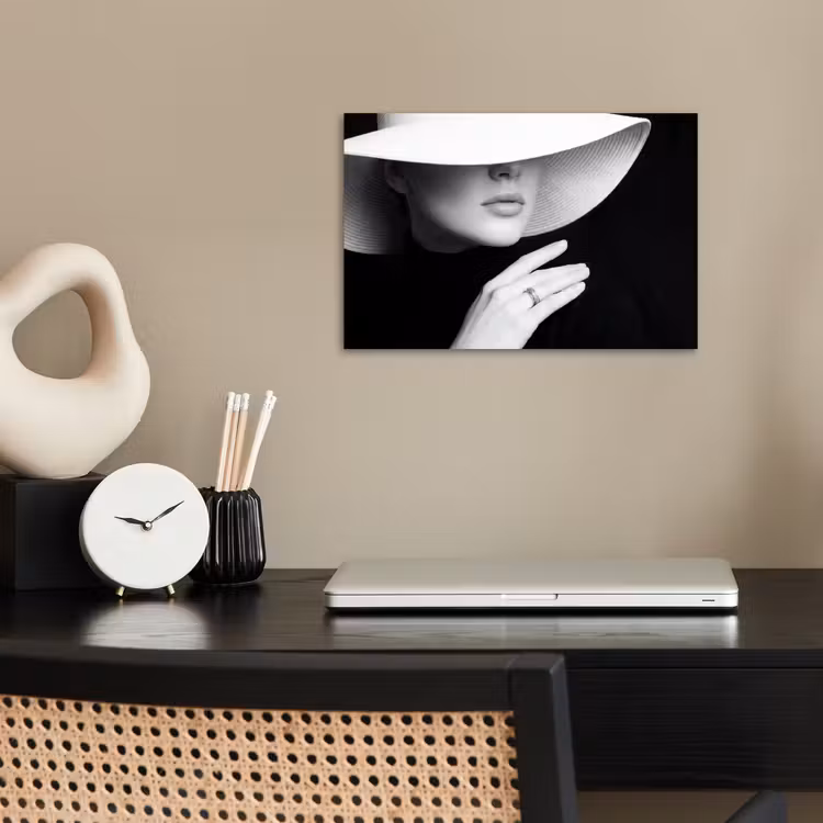 Poster - Vrouw - Hoed - Hand - Zwart - Wit - Klassiek — 2