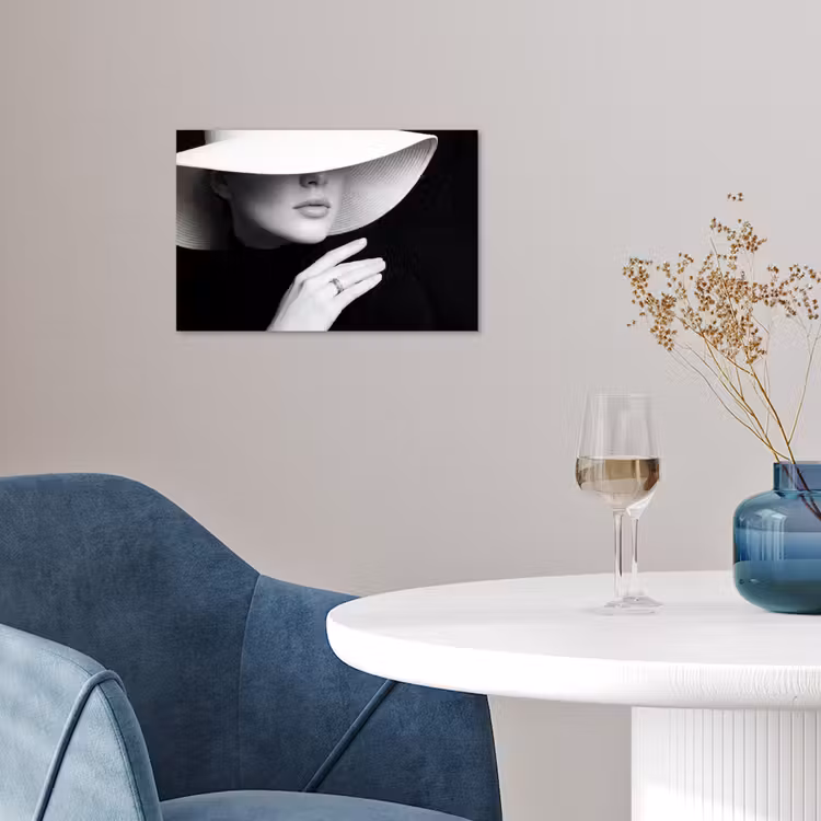 Poster - Vrouw - Hoed - Hand - Zwart - Wit - Klassiek — 4