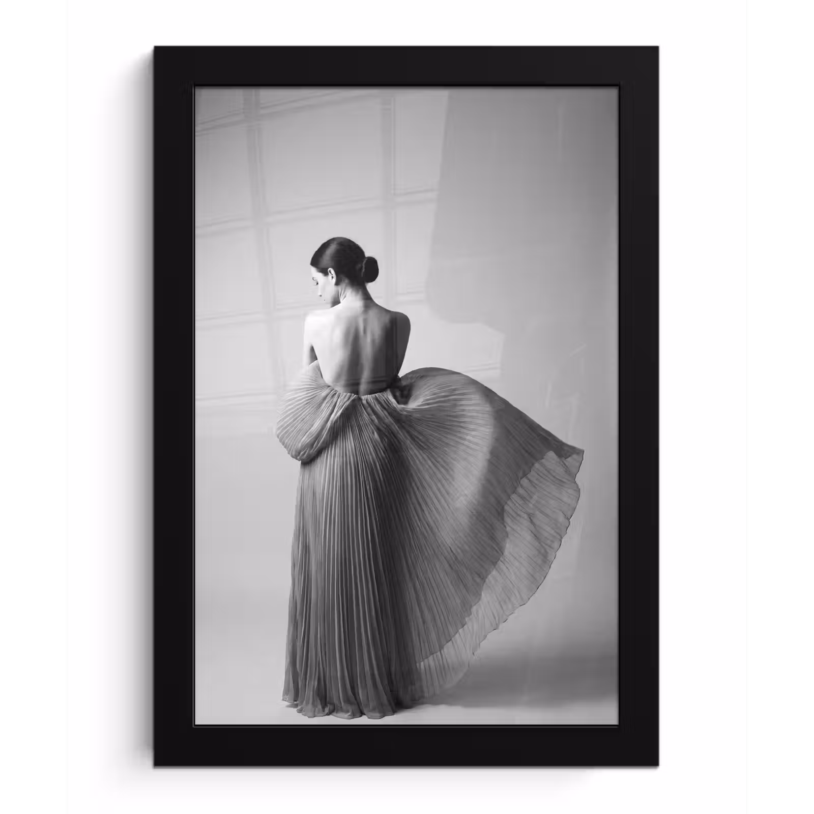 Poster met lijst - Vrouw - Rug - Textuur - Zwart - Wit - Elegant — 1