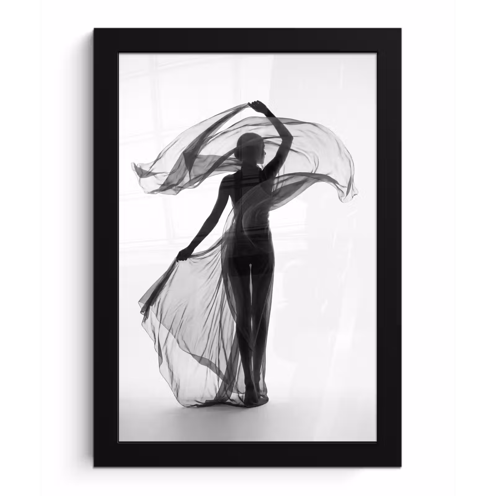 Poster met lijst - Vrouw - Sluier - Portret - Zwart - Wit - Artistiek — 1