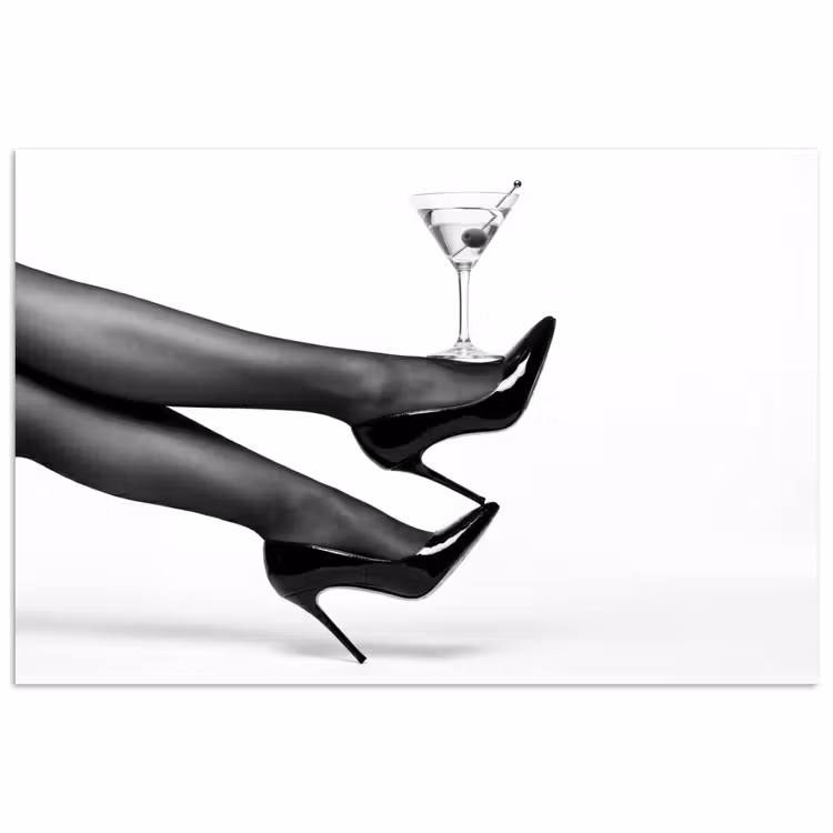 Poster - Benen - Hakken - Glas - Zwart - Wit - Speels — 1