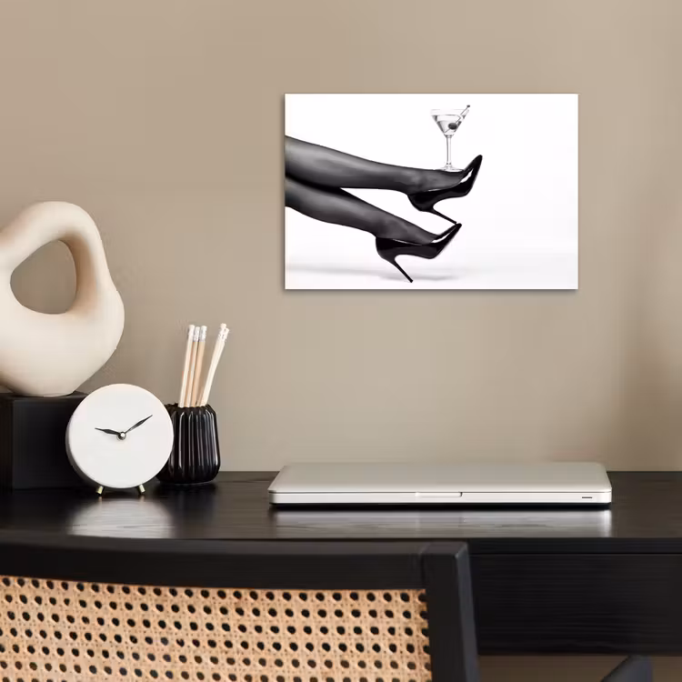 Poster - Benen - Hakken - Glas - Zwart - Wit - Speels — 2