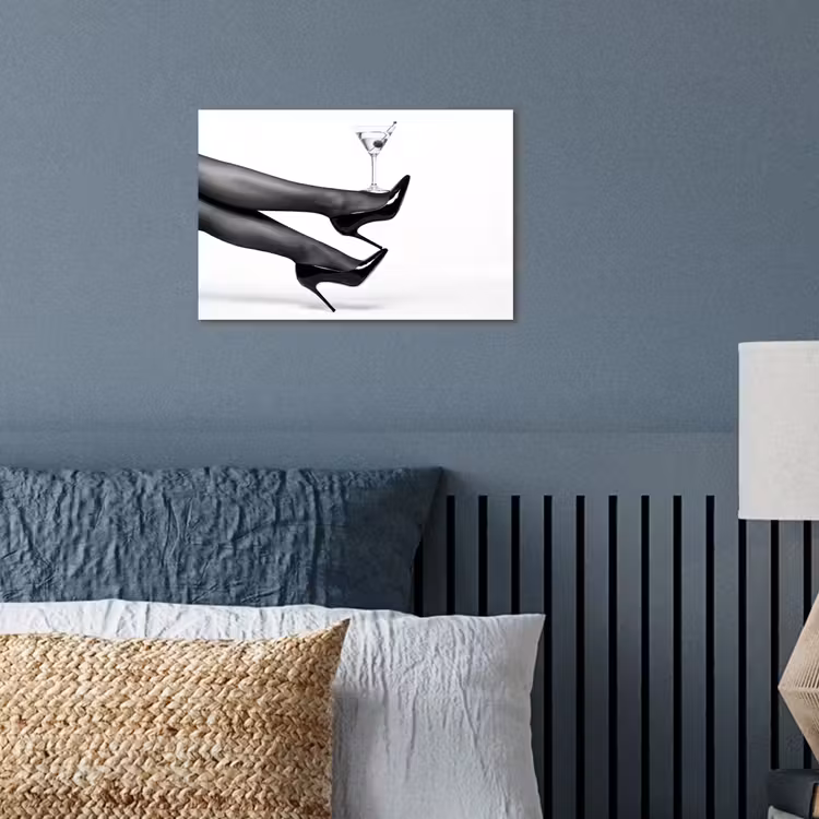 Poster - Benen - Hakken - Glas - Zwart - Wit - Speels — 3