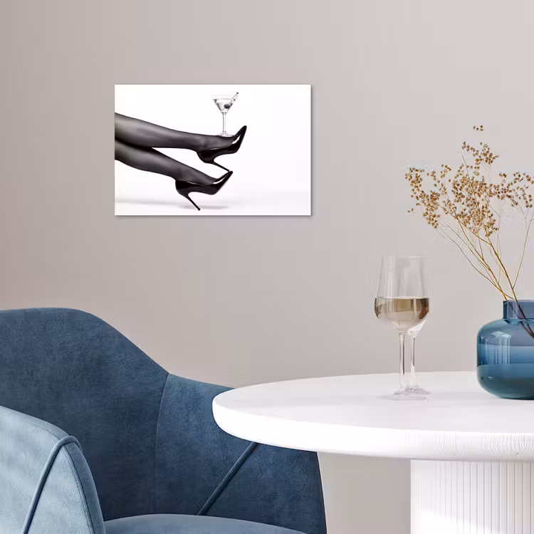 Poster - Benen - Hakken - Glas - Zwart - Wit - Speels — 4