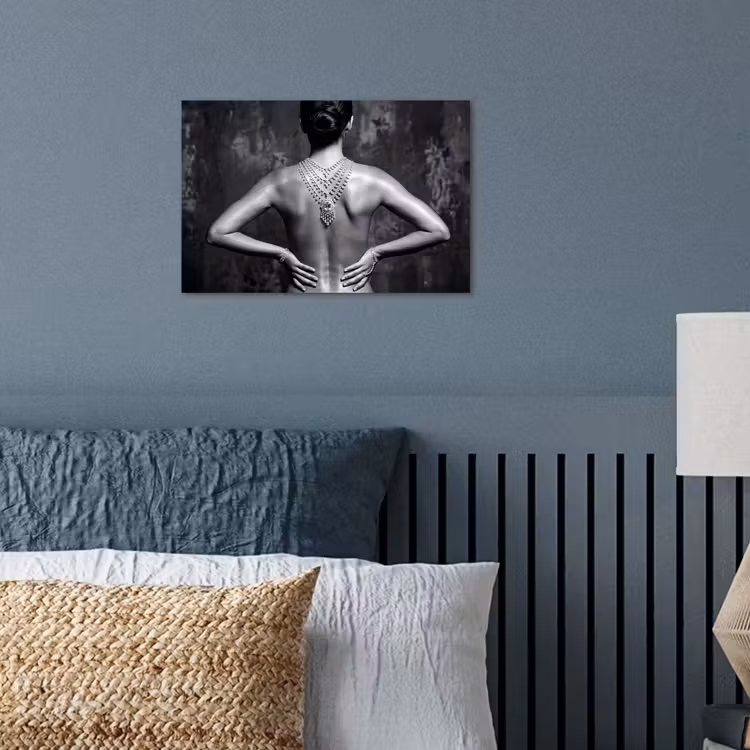 Poster - Rug - Ketting - Portret - Zwart - Wit - Glamour — 3
