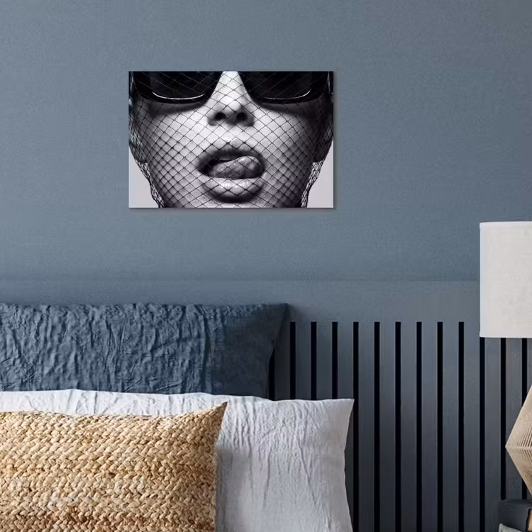 Poster - Vrouw - Net - Mysterieus - Zwart - Wit — 3