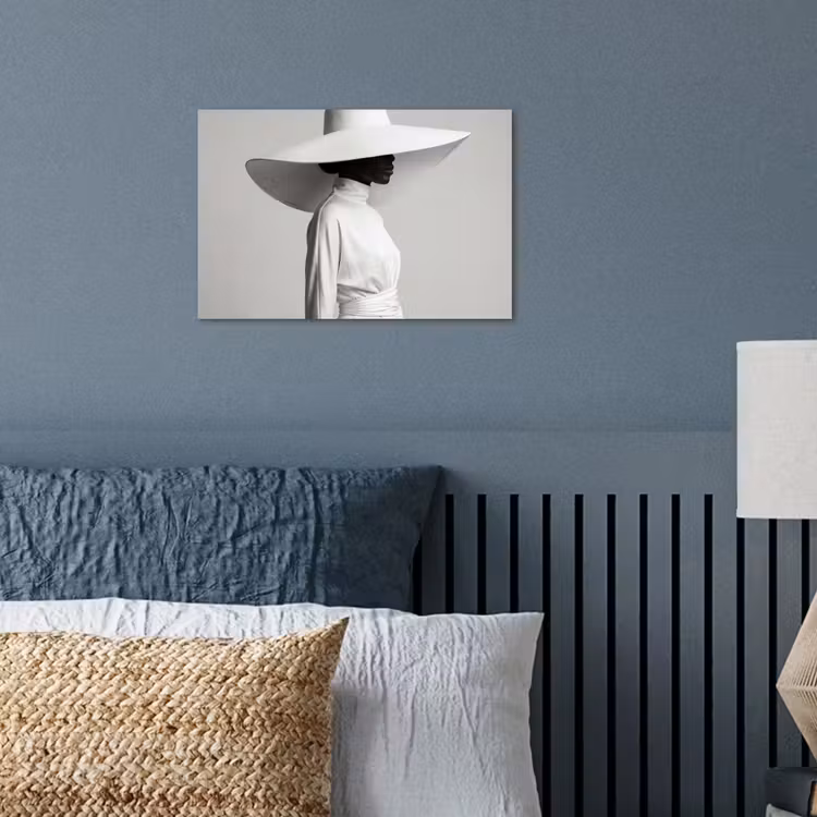 Poster - Vrouw - Profiel - Hoed - Zwart - Wit - Minimalistisch — 3