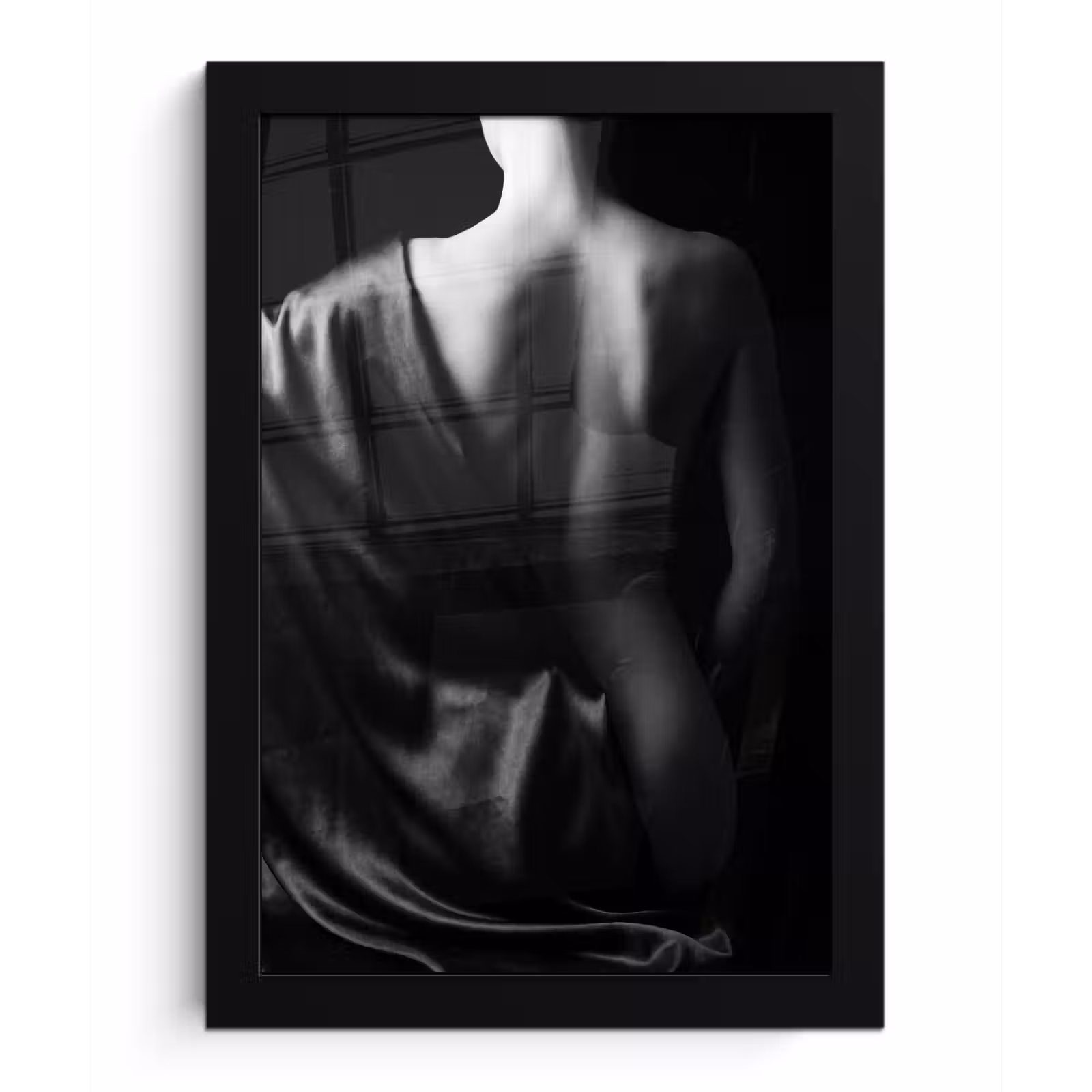 Poster met lijst - Schouder - Zijde - Rug - Zwart - Wit - Elegant — 1