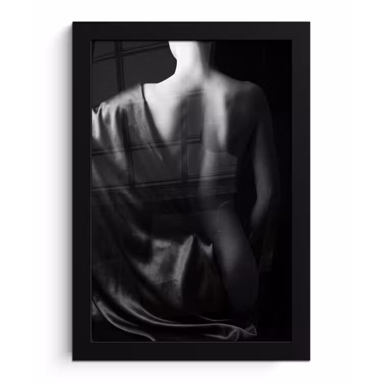 Poster met lijst - Schouder - Zijde - Rug - Zwart - Wit - Elegant — 1
