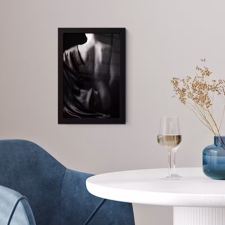 Poster met lijst - Schouder - Zijde - Rug - Zwart - Wit - Elegant — 4