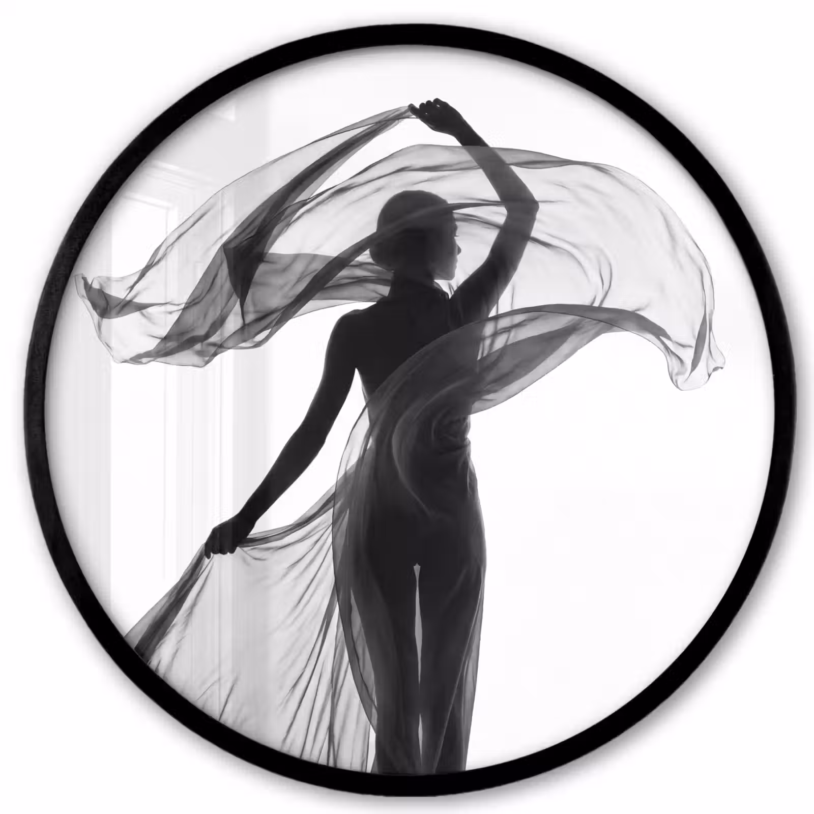Ronde fotolijst - Vrouw - Sluier - Portret - Zwart - Wit - Artistiek — 1