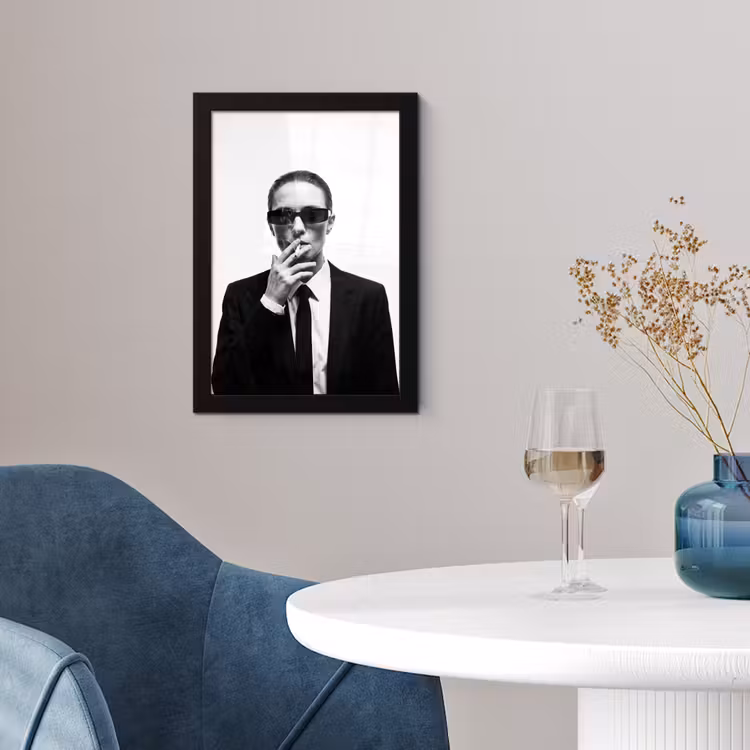 Poster met lijst - Portret - Pak - Roken - Zwart - Wit - Stoer — 4