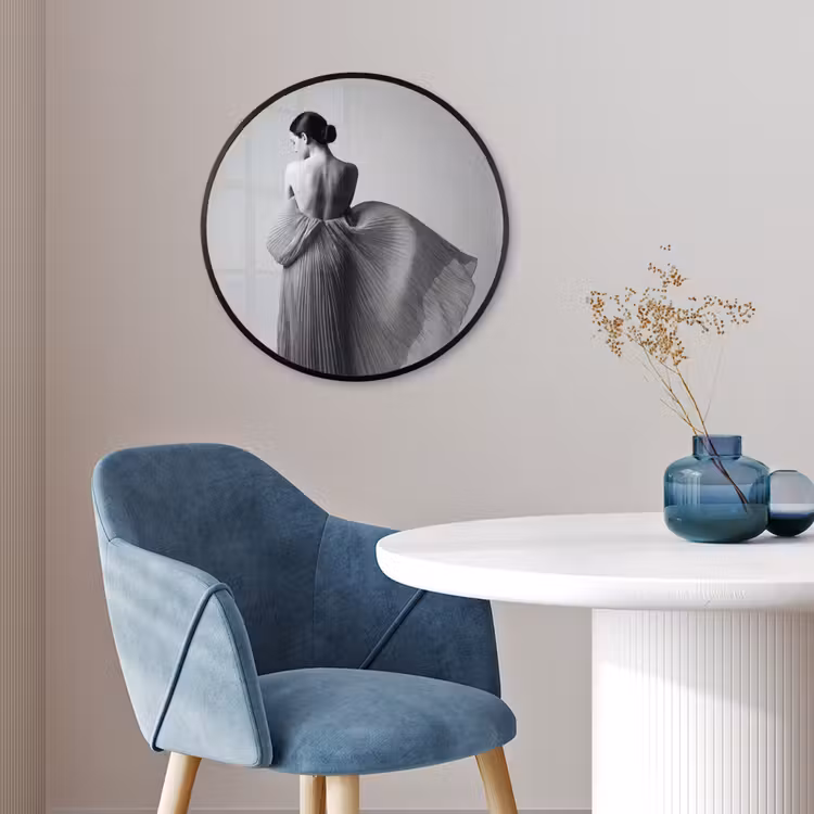 Ronde fotolijst - Vrouw - Rug - Textuur - Zwart - Wit - Elegant — 4