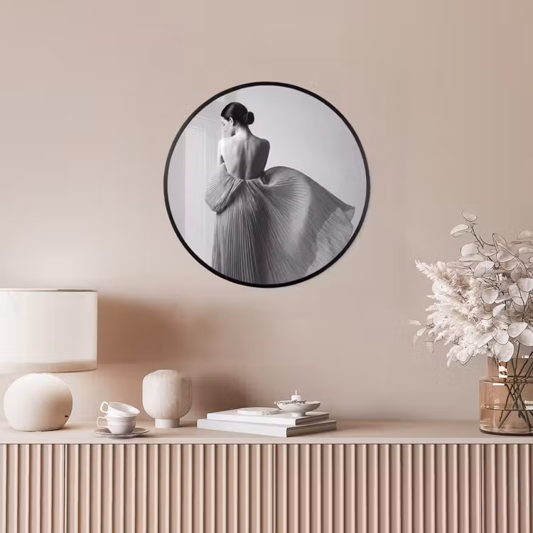 Ronde fotolijst - Vrouw - Rug - Textuur - Zwart - Wit - Elegant — 5