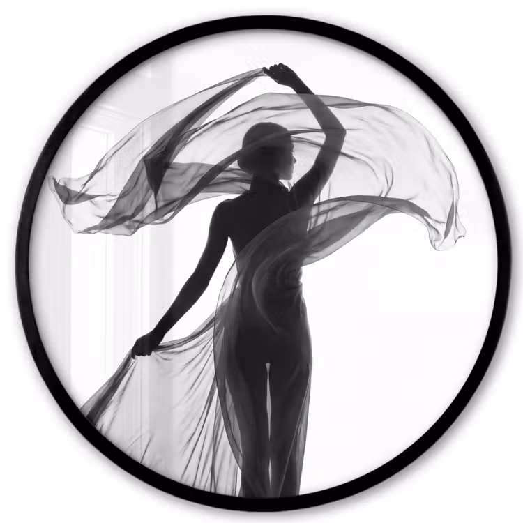 Ronde fotolijst - Vrouw - Sluier - Portret - Zwart - Wit - Artistiek — 1